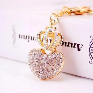 Rhinestone Heart & Crown Bag Charm/Keychain